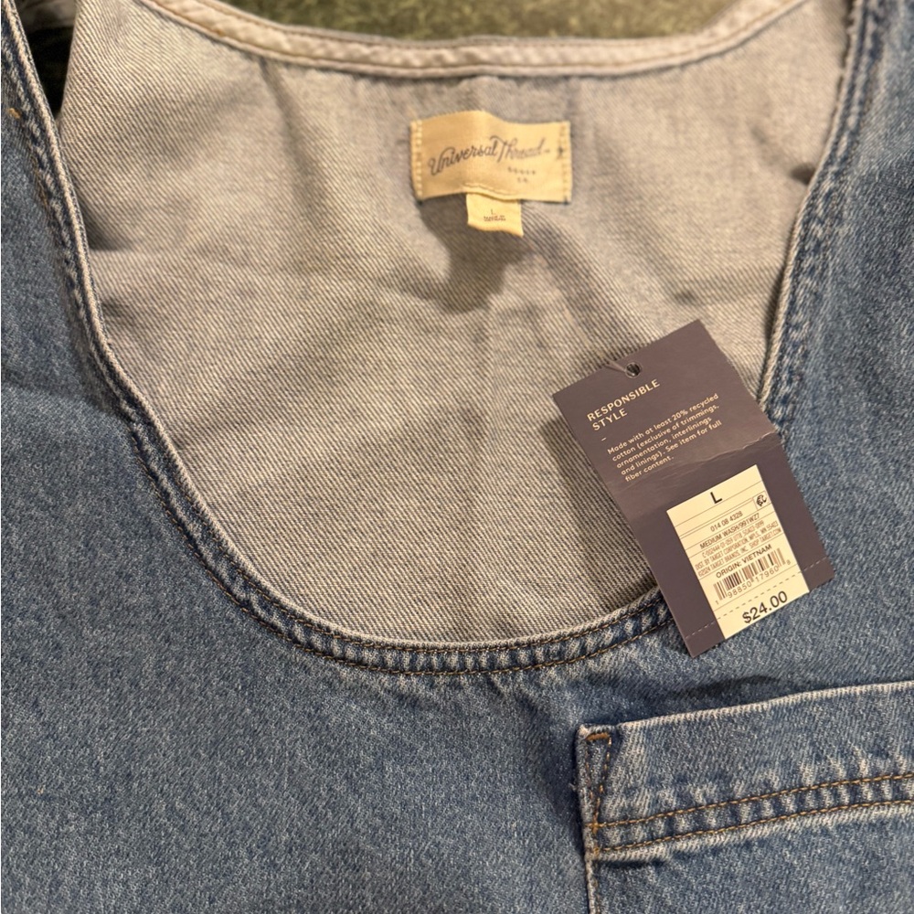 Universal Thread Light Blue Denim Overall Dress with Front Pocket